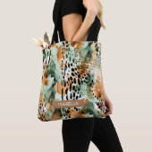 Safari Dieren' Bont Prints Patronen Groen & Bruin Tote Bag (Dichtbij)