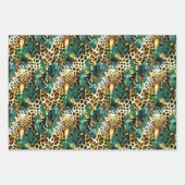 Safari Dieren' Bont Prints Patronen Groen en Goud Inpakpapier Vel (Voorkant)