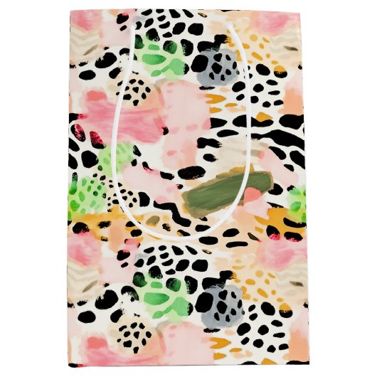 Safari Dieren Bont Prints Patronen Kleurrijk Medium Cadeauzakje (Voorkant)