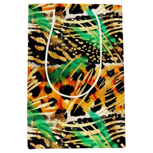 Safari Dieren Bont Prints Patronen Prachtige Wild Medium Cadeauzakje (Voorkant)