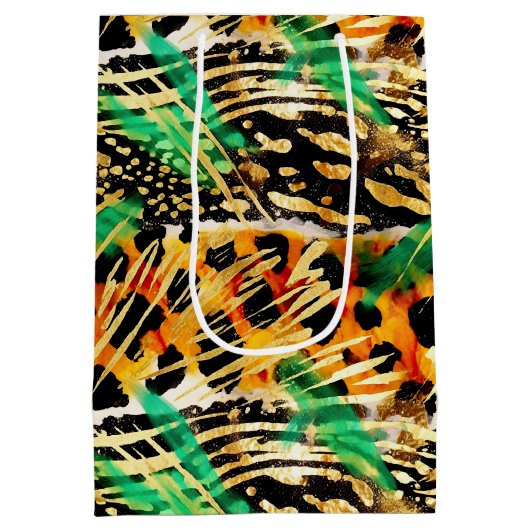 Safari Dieren Bont Prints Patronen Prachtige Wild Medium Cadeauzakje (Achterkant)