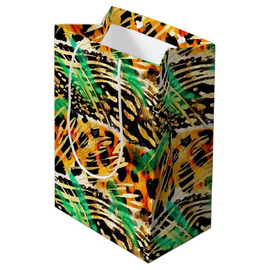 Safari Dieren Bont Prints Patronen Prachtige Wild Medium Cadeauzakje (Achterkant Gekanteld)