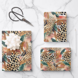 Safari Dieren Bont Prints Patronen Savannah Boho Inpakpapier Vel