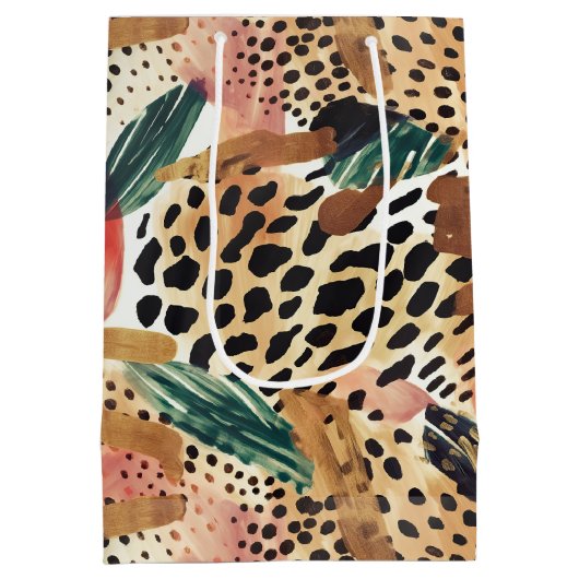 Safari Dieren Bont Prints Patronen Savannah Boho Medium Cadeauzakje (Achterkant)