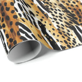 Safari Dieren Bont Prints Patronen Wildlife Boho Cadeaupapier (Rol Hoek)