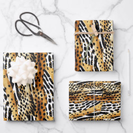 Safari Dieren Bont Prints Patronen Wildlife Boho Inpakpapier Vel