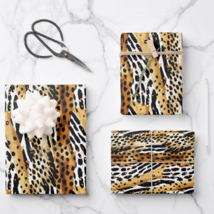 Safari Dieren Bont Prints Patronen Wildlife Boho Inpakpapier Vel