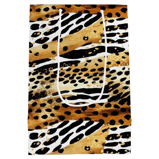 Safari Dieren Bont Prints Patronen Wildlife Boho Medium Cadeauzakje (Achterkant)