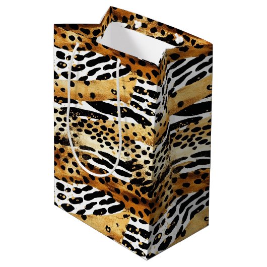 Safari Dieren Bont Prints Patronen Wildlife Boho Medium Cadeauzakje (Achterkant Gekanteld)