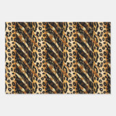 Safari Dieren Bont Prints Patronen Zwart en Goud Inpakpapier Vel (Voorkant 2)