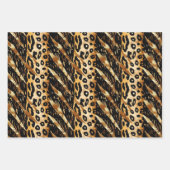 Safari Dieren Bont Prints Patronen Zwart en Goud Inpakpapier Vel (Voorkant)