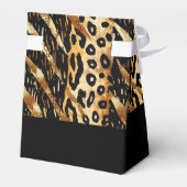 Safari Dieren' Bont Prints Patronen Zwart & Goud Bedankdoosjes (Achterkant)