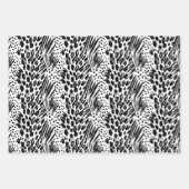 Safari Dieren' Bont Prints Patronen Zwart & Wit Inpakpapier Vel (Voorkant 2)