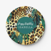 Safari Dieren Bont Prints Patroon Boho Bold Groen Papieren Bordje (Voorkant)