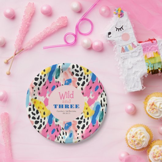 Safari Dieren' Bont Prints Patroon Kleurrijke Wild Papieren Bordje (Feest)