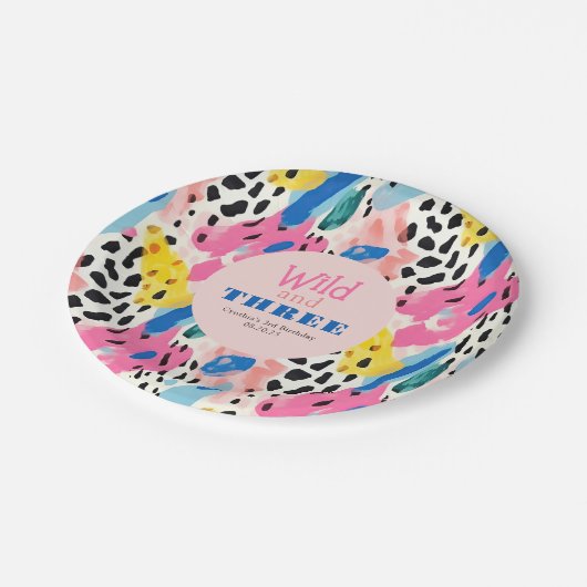 Safari Dieren' Bont Prints Patroon Kleurrijke Wild Papieren Bordje (Gekanteld)