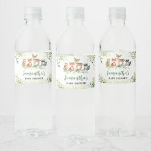 Safari Dieren Botanische Baby Shower Waterfles Etiket