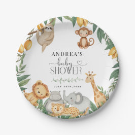 Safari Dieren Calligrafie Baby Borrel Papieren Bordje