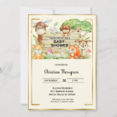 Safari Dieren Cute Geslacht Neutrale Babyfeestje Kaart (Voorkant)