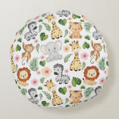 Safari Dieren - Cute safari baby animals Rond Kussen (Achterkant)