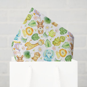 Safari Dieren Decoupage Papier, Jungle Baby Shower Tissuepapier