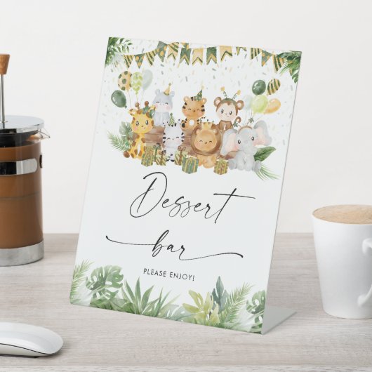 Safari Dieren Dessert Bar Teken Reclamebord Met Voetstuk (Insitu)