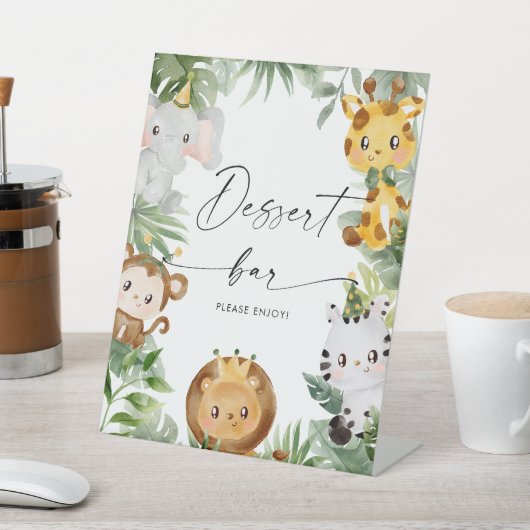 Safari Dieren Dessert Bar Teken Reclamebord Met Voetstuk (Insitu)