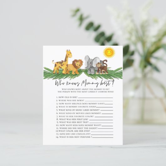 Safari Dieren die het Baby shower van mama kennen (Staand voorkant)