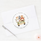 Safari Dieren | Drive-by Baby shower Bedankt Ronde Sticker (Envelop)
