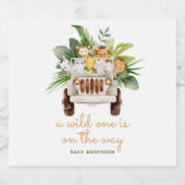 Safari Dieren - Een wild One Baby shower Sparkling Wijnetiket (Enkel label)