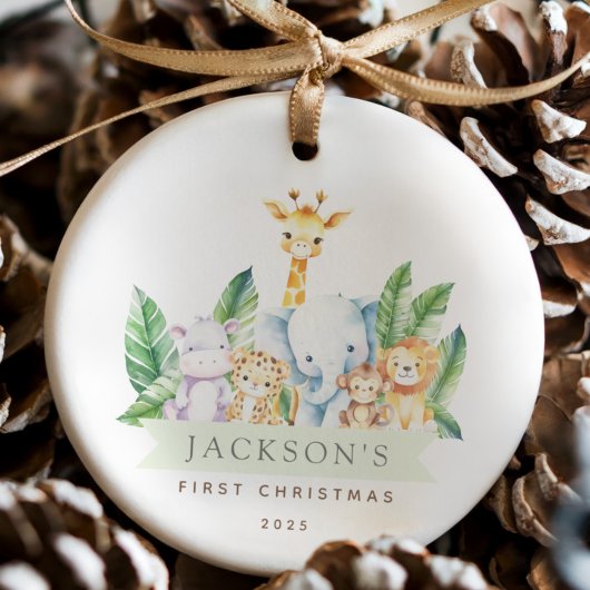 Safari Dieren Eerste Kerstdag Keramisch Ornament