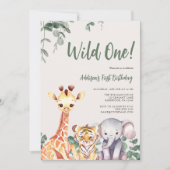 Safari dieren eerste verjaardag kaart (Voorkant)