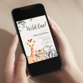 Safari dieren eerste verjaardag kaart