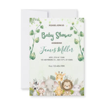 Safari Dieren Eucalyptus Baby Shower Uitnodiging