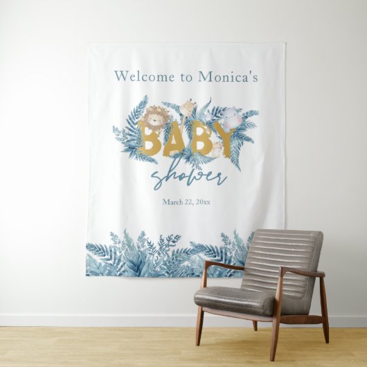 Safari Dieren Exotische Aangepaste Baby Jongen Bab Wandkleed (In situ)