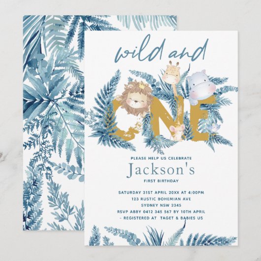 Safari Dieren Exotische Eerste Verjaardag Kaart (Voorkant / Achterkant)