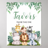 Safari Dieren Favor Sign | Wild ONE Verjaardag Poster (Voorkant)