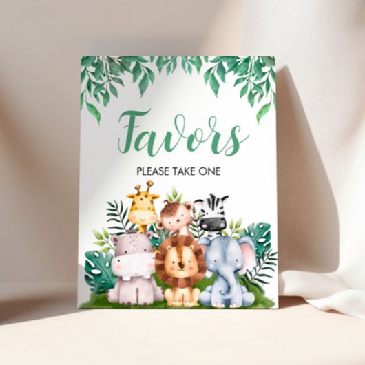 Safari Dieren Favor Sign | Wild ONE Verjaardag Poster