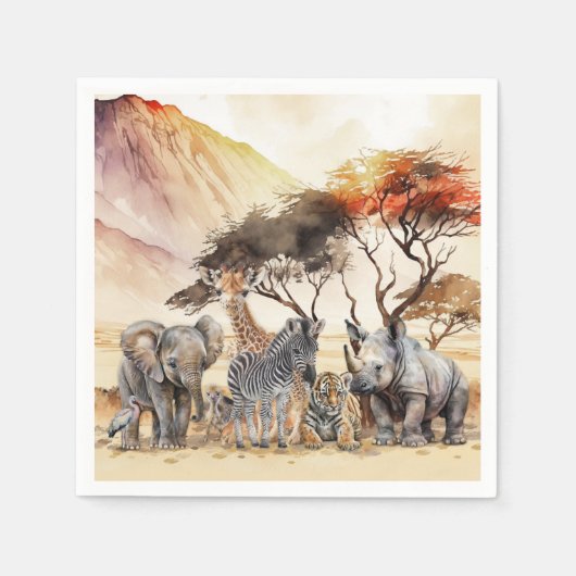 Safari Dieren Feest Servetten (Voorkant)