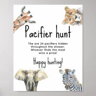 Safari dieren - Fopspeenjacht spel baby shower Poster