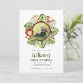 Safari Dieren Foto Oerwoud Greenery 1e verjaardag Kaart (Staand voorkant)