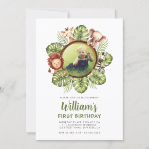 Safari Dieren Foto Oerwoud Greenery 1e verjaardag Kaart