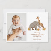 Safari Dieren Foto's Nieuwe Baby Aankondiging (Voorkant)