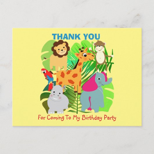 Safari Dieren Geachte Kinderen Dank u Briefkaart (Voorkant)