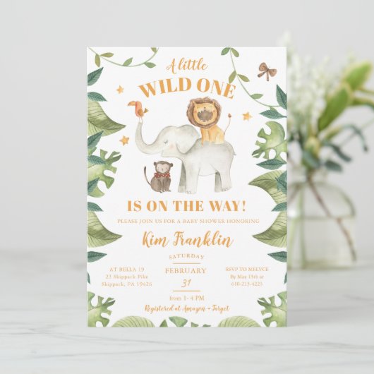 Safari Dieren Genderneutraal Baby shower Kaart (Staand voorkant)