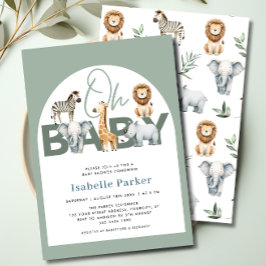 Safari Dieren Genderneutraal Baby shower Kaart