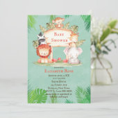 Safari Dieren | Genderneutraal Baby shower Uitnodi (Staand voorkant)