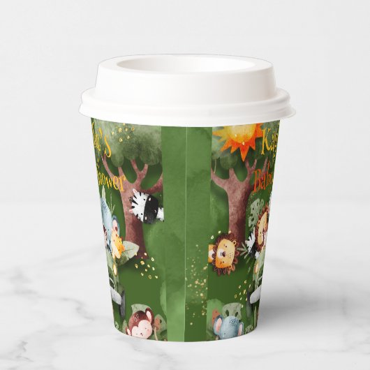 Safari Dieren Gepersonaliseerd Baby shower Papieren Bekers (Rechts)