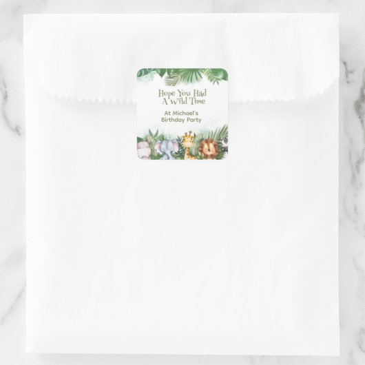 Safari Dieren gepersonaliseerd Vierkante Sticker (Tas)