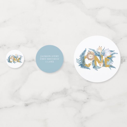 Safari Dieren Gepersonaliseerde Eerste Verjaardag Confetti (Voorkanten)